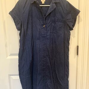 J.Crew Navy Courdaroy Polka Dot Dress